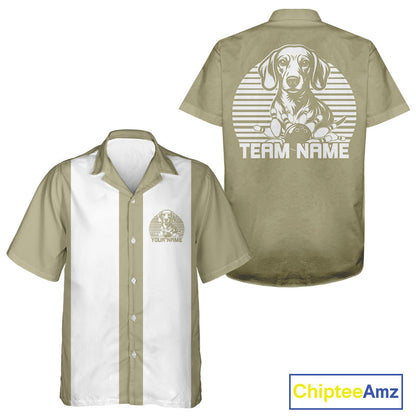 Custom Dachshund Retro Button Up Bowling Shirt, Vintage Dog Lover Bowling Shirt IPHW10223