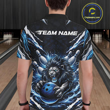 Load image into Gallery viewer, Custom Black And Blue Lion Bowling Jerseys, Lion Bowling Tournament Men Polo Shirt IPHW10352
