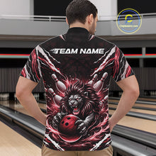 Load image into Gallery viewer, Custom Black And Red Lion Bowling Jerseys, Lion Bowling Tournament Men Quarter-Zip Shirt IPHW10353