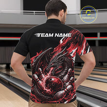 Load image into Gallery viewer, Custom Red Flame Dragon Bowling Men Quarter-Zip Team Shirts, Bowling Tournament Shirt IPHW10360