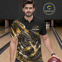 Load image into Gallery viewer, Custom Yellow Flame Dragon Bowling Men Polo Team Shirts, Bowling Tournament Shirt IPHW10361