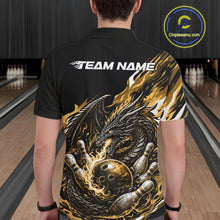 Load image into Gallery viewer, Custom Yellow Flame Dragon Bowling Men Polo Team Shirts, Bowling Tournament Shirt IPHW10361