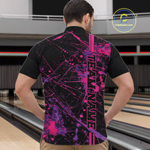 Load image into Gallery viewer, Custom Purple And Pink Splatter Camo Strike Bowling League Shirts, Men Bowling Jerseys IPHW10649