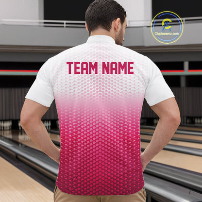 Custom Name Pink Bowling Jerseys For Men, Bowling League Quarter-Zip Shirt Bowler Outift IPHW10655