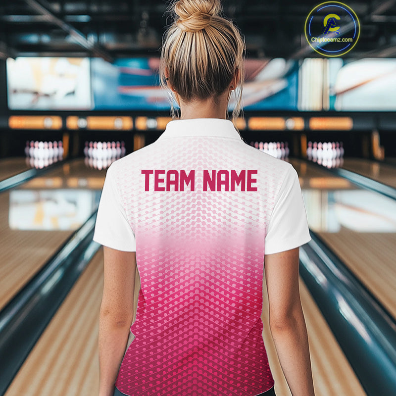 Custom Name Pink Bowling Jerseys Women, Bowling League Quarter-Zip Shirt Bowler Outift IPHW10655