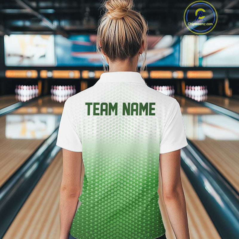 Custom Name Green Bowling Jerseys Women, Bowling League Quarter-Zip Shirt Bowler Outift IPHW10658