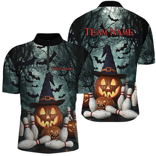 Custom Halloween Bowling Shirts For Men, Pumpkin Bowling Team Halloween Outfit Bowling Gifts IPHW7647