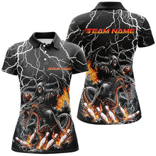 Load image into Gallery viewer, Black Thunder Lightning Grim Reaper Riding Dragon Custom Ladies Bowling Shirts Outfits IPHW7654