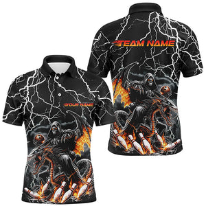 Black Thunder Lightning Grim Reaper Riding Dragon Custom Bowling Shirts For Men Bowling Outfits IPHW7654