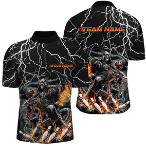 Black Thunder Lightning Grim Reaper Riding Dragon Custom Bowling Shirts For Men Bowling Outfits IPHW7654