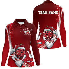 Load image into Gallery viewer, Custom Red Christmas Bowling Shirts For Women, Xmas Bowling Team Uniform Bowler Outfits IPHW7854