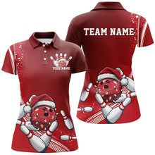 Load image into Gallery viewer, Custom Red Christmas Bowling Shirts For Women, Xmas Bowling Team Uniform Bowler Outfits IPHW7854