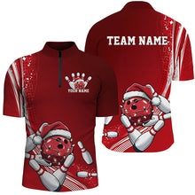 Load image into Gallery viewer, Custom Red Christmas Bowling Shirts For Men, Xmas Bowling Team Uniform Bowler Outfits IPHW7854