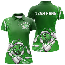 Load image into Gallery viewer, Custom Green Christmas Bowling Shirts For Women, Xmas Bowling Team Uniform Bowler Outfits IPHW7855