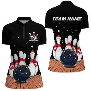 Red Custom Christmas Bowling Team Shirts For Women, Xmas Bowling Team Outfits Gifts IPHW7856