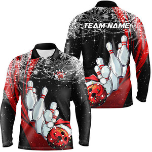 Blue Custom Christmas Bowling Team Shirts For Men, Xmas Bowling Team Outfits Christmas Gifts IPHW7857