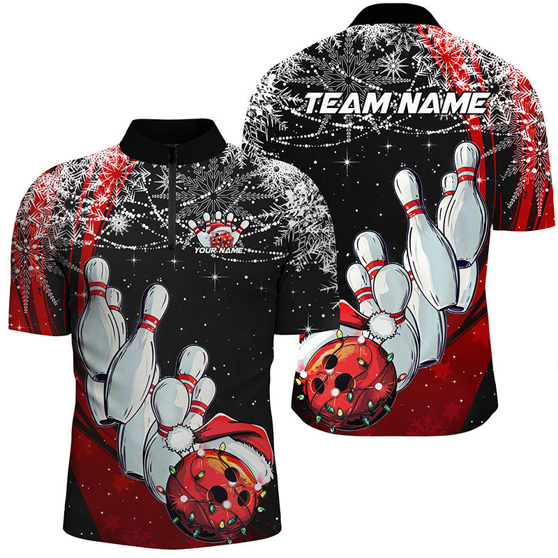 Blue Custom Christmas Bowling Team Shirts For Men, Xmas Bowling Team Outfits Christmas Gifts IPHW7857