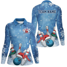 Load image into Gallery viewer, Blue Snowflake Custom Christmas Bowling Shirts For Women, Xmas Bowling Team Uniform IPHW7862