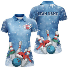 Load image into Gallery viewer, Blue Snowflake Custom Christmas Bowling Shirts For Women, Xmas Bowling Team Uniform IPHW7862