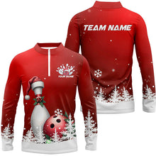 Load image into Gallery viewer, Red Snowflake Custom Christmas Bowling Shirts For Men, Santa Bowling Team Outfit Bowler Shirt IPHW7867