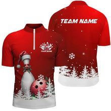 Load image into Gallery viewer, Red Snowflake Custom Christmas Bowling Shirts For Men, Santa Bowling Team Outfit Bowler Shirt IPHW7867