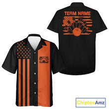Load image into Gallery viewer, Custom Vintage US Flag Patriotic Bowling Button Up Team Shirt For Men And Women IPHW10085