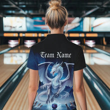 Load image into Gallery viewer, Custom Blue Ice Dragon Bowling Polo Shirts For Women, Dragon Bowling League Shirt IPHW8301