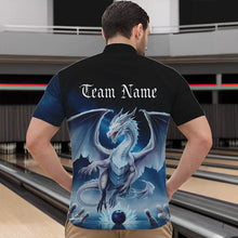 Load image into Gallery viewer, Custom Blue Ice Dragon Bowling Quarter-Zip Shirts For Men, Dragon Bowling League Shirt IPHW8301