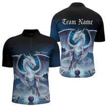 Load image into Gallery viewer, Custom Blue Ice Dragon Bowling Quarter-Zip Shirts For Men, Dragon Bowling League Shirt IPHW8301