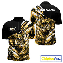 Load image into Gallery viewer, Custom Black And Yellow Cobra Snake Men Bowling Quarter-Zip Shirts, Cobra Bowling Jerseys IPHW10372
