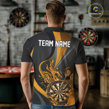 Load image into Gallery viewer, Custom Black And Yellow Flame Dartboard Darts Team Men Polo Shirts, Darts Jerseys IPHW10381