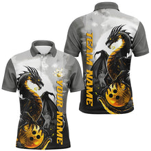 Load image into Gallery viewer, Black And Gold Custom Dragon Bowling Shirts For Men, Dragon Bowling Team Shirts IPHW7058