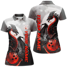 Load image into Gallery viewer, Black And Red Custom Dragon Bowling Shirts For Women, Dragon Bowling Team Shirts IPHW7060