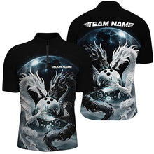 Load image into Gallery viewer, Black And White Dragon Custom Bowling Shirts For Men, Dragon Bowling League Shirt Outfits IPHW7064