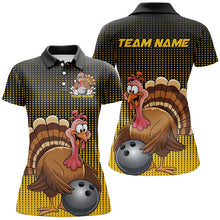 Load image into Gallery viewer, Black And Yellow Custom Funny Thanksgiving Ladies Bowling Shirts, Turkey Bowling Team Shirt IPHW7871