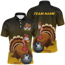 Load image into Gallery viewer, Black And Yellow Custom Funny Thanksgiving Bowling Shirts For Men, Turkey Bowling Team Shirt IPHW7871