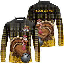 Load image into Gallery viewer, Black And Yellow Custom Funny Thanksgiving Bowling Shirts For Men, Turkey Bowling Team Shirt IPHW7871