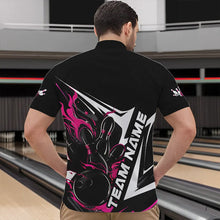 Load image into Gallery viewer, Custom Black And Pink Flame Strike Bowling Quarter-Zip Shirts For Men, Strike Bowling Jerseys IPHW8314