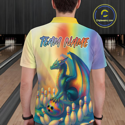 Custom Colorful Rainbow Colors Dragon Bowling Team Shirts, Dragon Bowling League Shirt IPHW10234