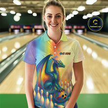 Load image into Gallery viewer, Custom Colorful Rainbow Colors Dragon Bowling Team Shirts, Dragon Bowling League Shirt IPHW10234