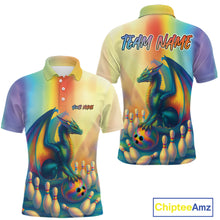 Load image into Gallery viewer, Custom Colorful Rainbow Colors Dragon Bowling Team Shirts, Dragon Bowling League Shirt IPHW10234