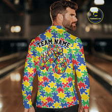 Load image into Gallery viewer, Custom Colorful Autism Awareness Butterfly Ribbon Bowling Men Shirt, Puzzles Jersey IPHW11203