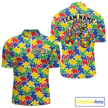 Load image into Gallery viewer, Custom Colorful Autism Awareness Butterfly Ribbon Bowling Men Shirt, Puzzles Jersey IPHW11203