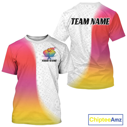 Custom Colorful Pickleball Pattern Pickleball T-Shirts For Men, Pickleball League IPHW9317
