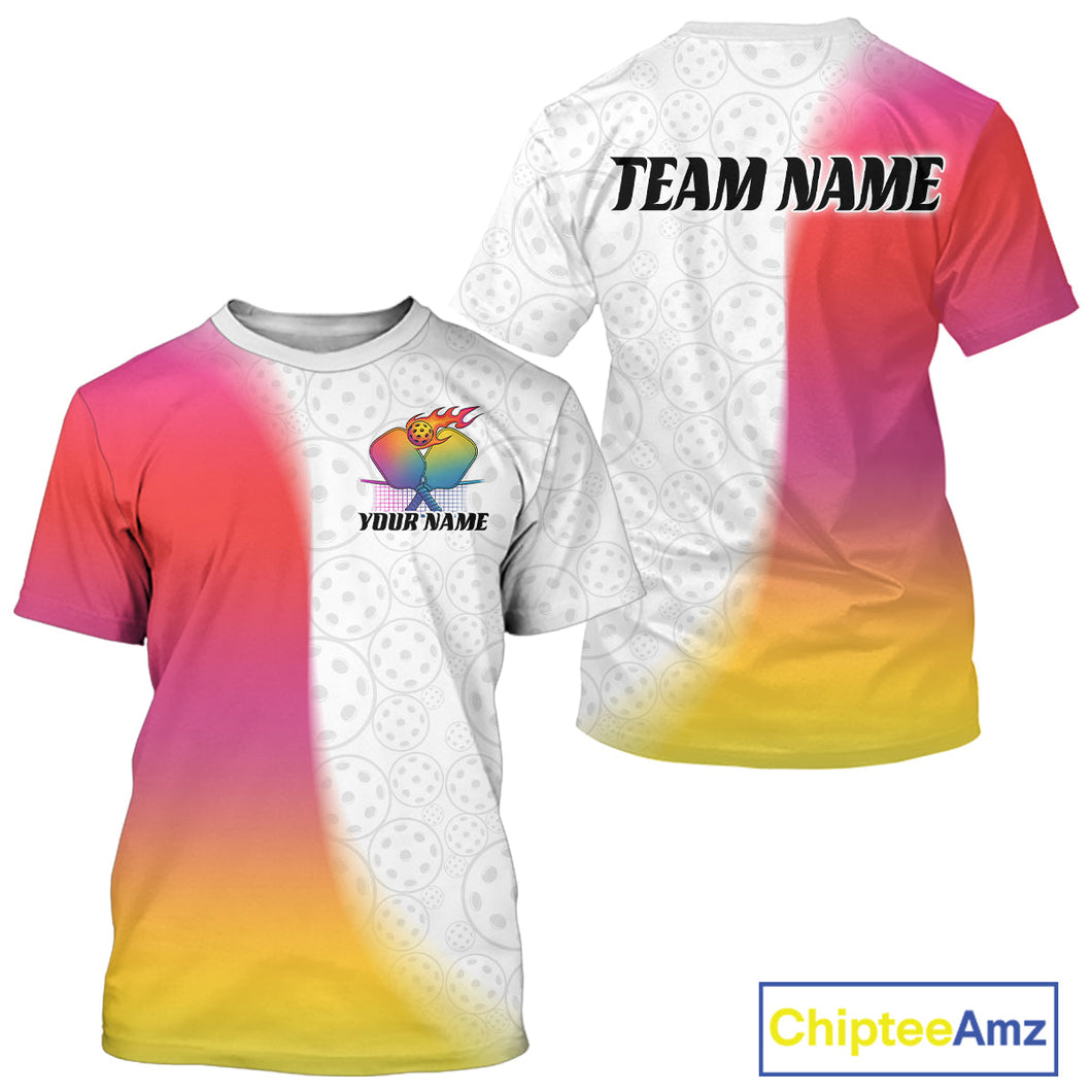 Custom Colorful Pickleball Pattern Pickleball T-Shirts For Men, Pickleball League IPHW9317