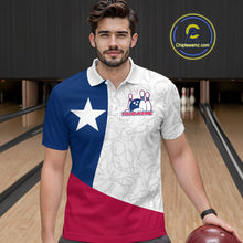 Load image into Gallery viewer, Custom Bowling Pattern Texeas Bowling Polo Shirts For Men, Texas Bowling League Shirt IPHW9629
