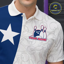 Load image into Gallery viewer, Custom Bowling Pattern Texeas Bowling Polo Shirts For Men, Texas Bowling League Shirt IPHW9629