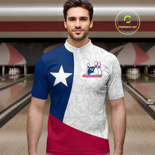 Load image into Gallery viewer, Custom Bowling Pattern Texeas Bowling Quarter-Zip Shirts For Men, Texas Bowling League Shirt IPHW9629
