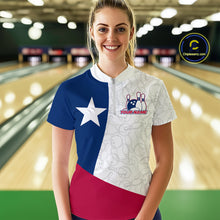 Load image into Gallery viewer, Custom Bowling Pattern Texeas Bowling Women Quarter Zip Shirt, Texas Bowling League Shirt IPHW9629
