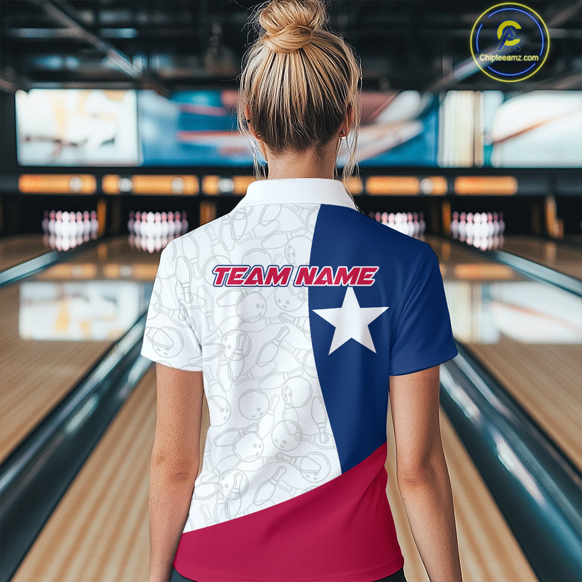 Custom Bowling Pattern Texeas Bowling Women Quarter Zip Shirt, Texas Bowling League Shirt IPHW9629